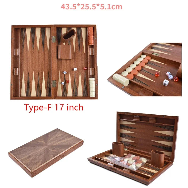 11-17 Inch Wooden Backgammon Luxury Chess Set Foldable Large Backgammon Board Handmade Professional Chess Family Table Game Gift