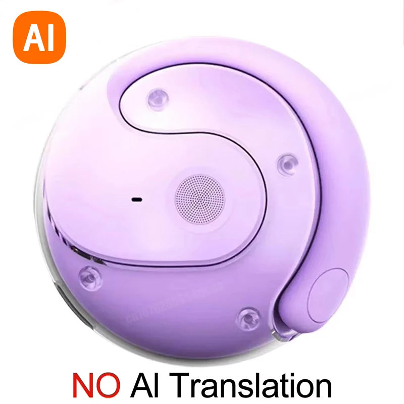 Wireless Bluetooth AI Real-time Language Translation Earphones 144 Languages Ear Hanging Headphone Translator For Business 2026