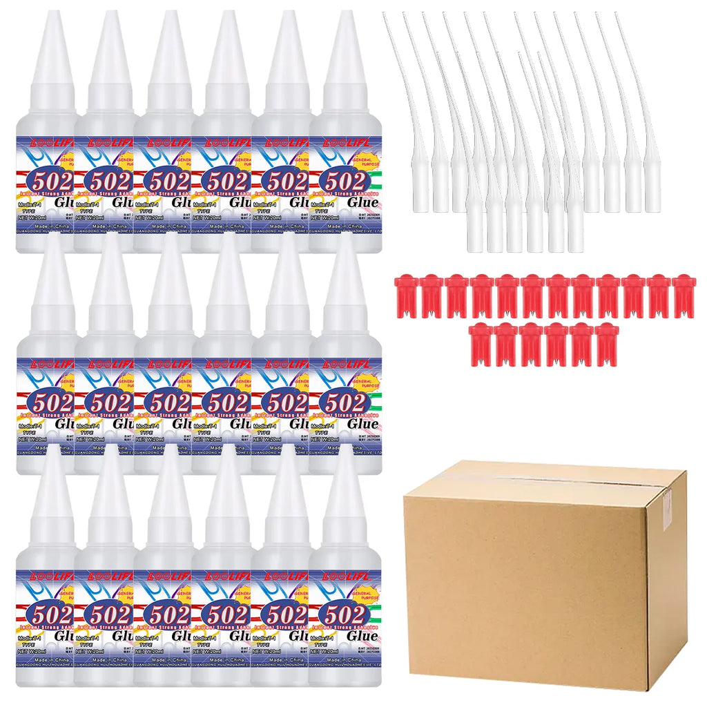 Loolifl, 502 Super Glue, Instant Adhesive, Cyanoacrylic Acid, Strong Repair for Plastics, Wood, and Furniture (with Glue Opener)