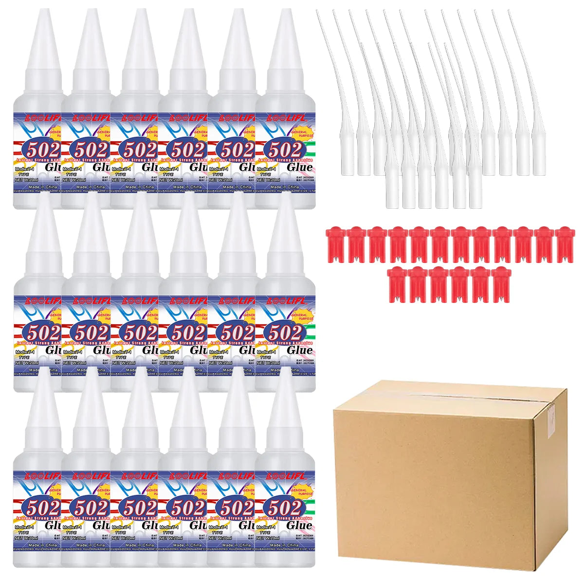 Loolifl, 502 Super Glue, Instant Adhesive, Cyanoacrylic Acid, Strong Repair for Plastics, Wood, and Furniture (with Glue Opener)