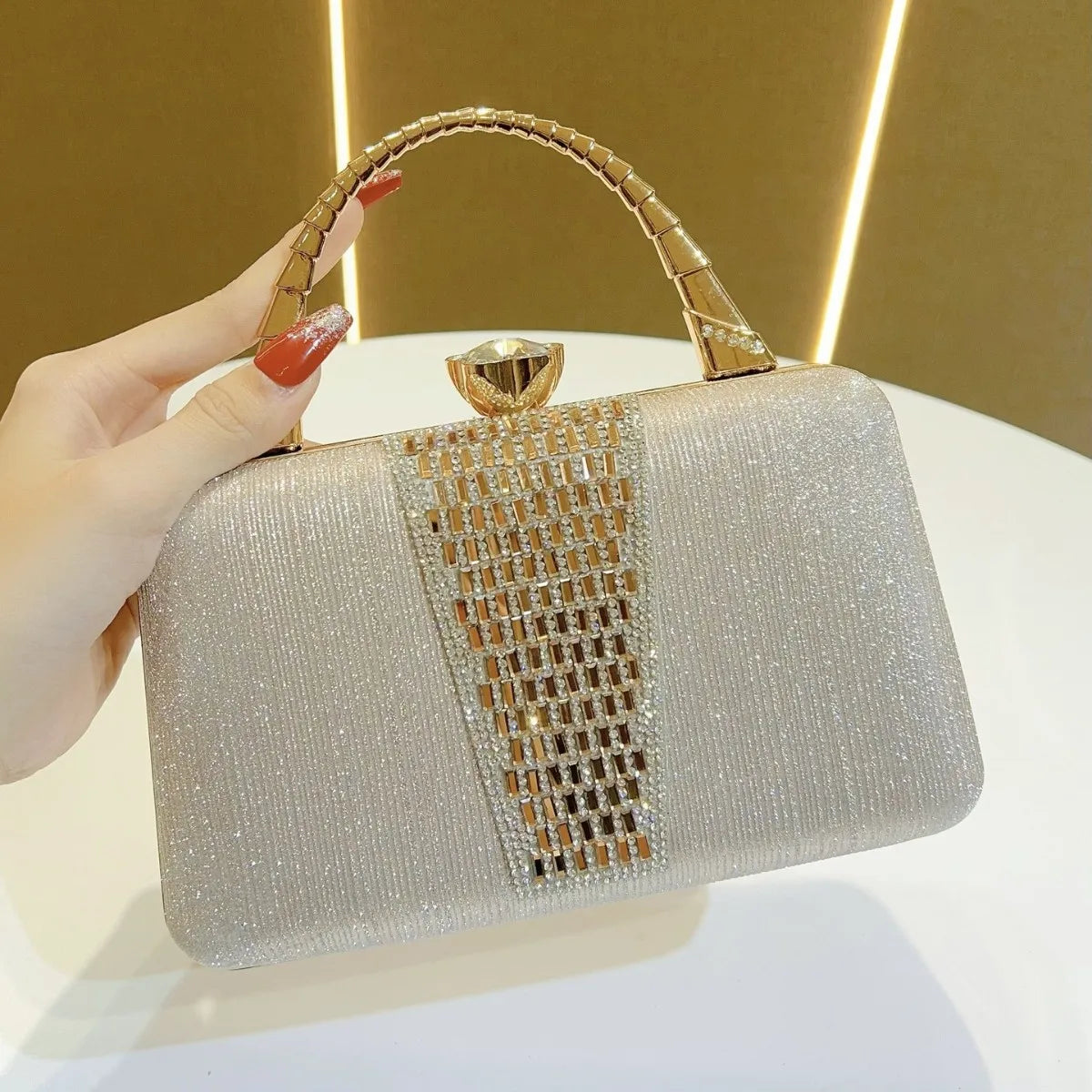 Rhinestone Elegant Evening Clutch Women’s Stylish Luxury Handbag Chic Refined Dignified Purse Perfect for Banquet Dinner Party