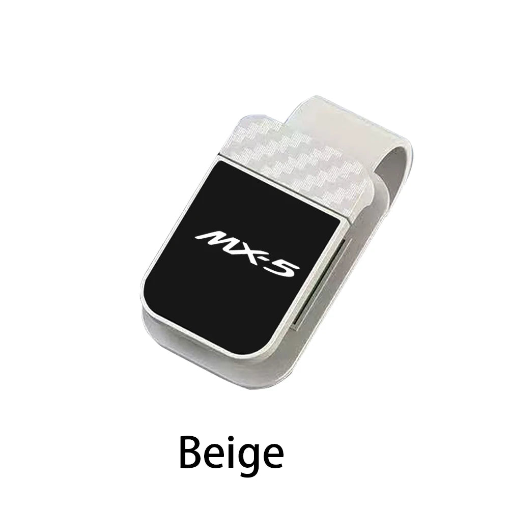 Car Sun Visor, Sunglasses Eyeglasses Mount with Ticket Card Clip - Carbon Fiber Textured Eyeglass Clip For Mazda MX-5