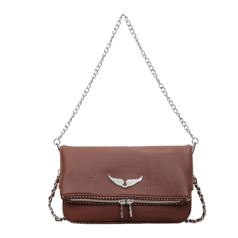 2026 New French Style Chain Clamshell Crossbody Bag Classic Versatile Shoulder Messenger Bag for Women with Wristlet
