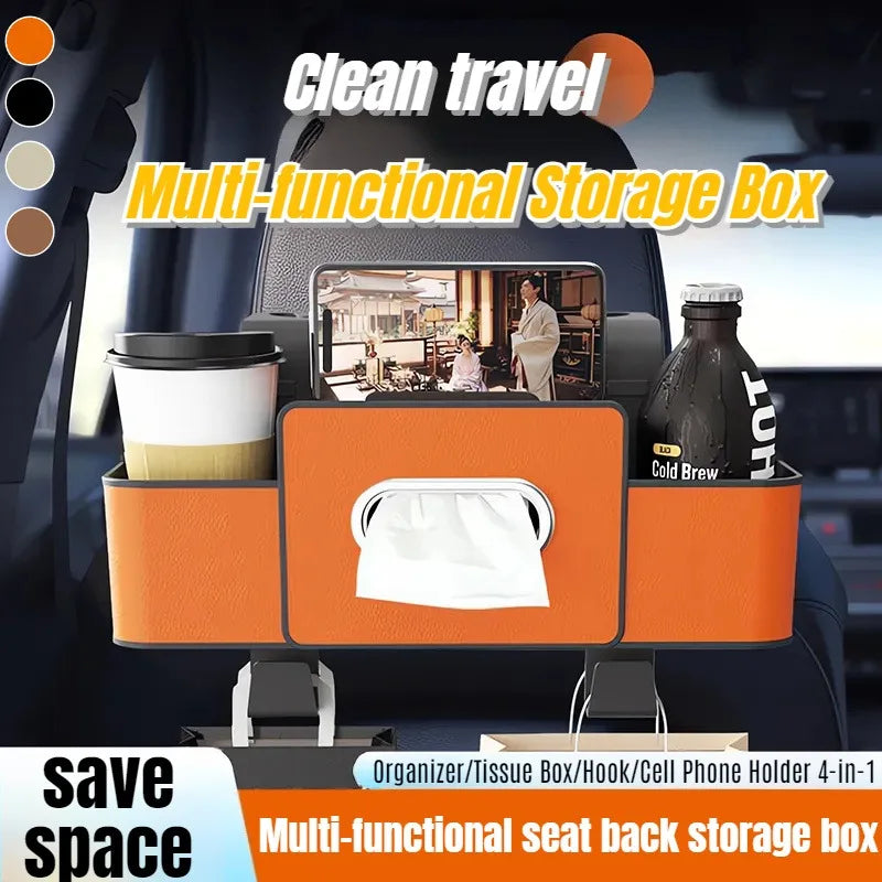 Car Backrest Storage Box Multi-Function Hanging Chair Back Organizer  Seat Back Tissue Box Universal  Vehicle Water Cup Holder