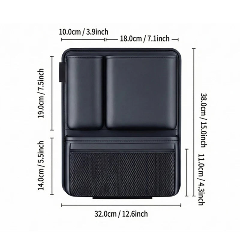 PU Leather Car Organizer, Large Capacity Multi-Pocket Backseat Storage Bag, Space Saving Interior Accessories Universal Fit