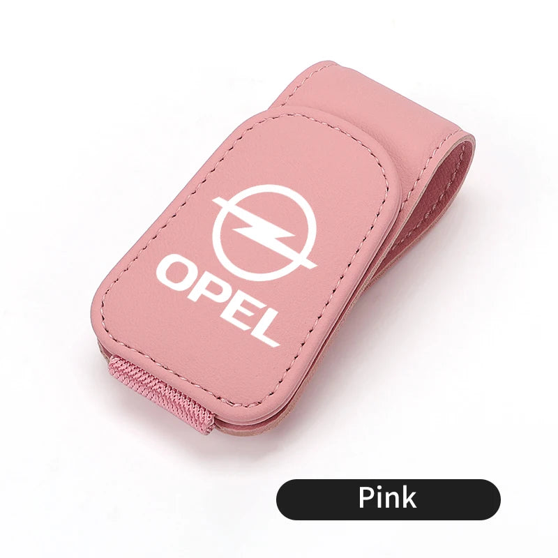 Car Magnetic Leather Card Ticket Holder Sun Visor Glasses Clip For Opel Astra H G J Insignia Corsa Zafira Meriva Mokka