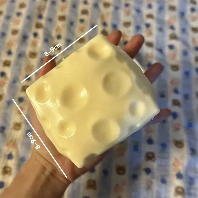 Jumbo Cheese Cube Stress Ball Big Cheese Shapeable Squeeze Ball Non-Bounce Fidget Toy ASMR Sensory Anti-Stress Festival Gift