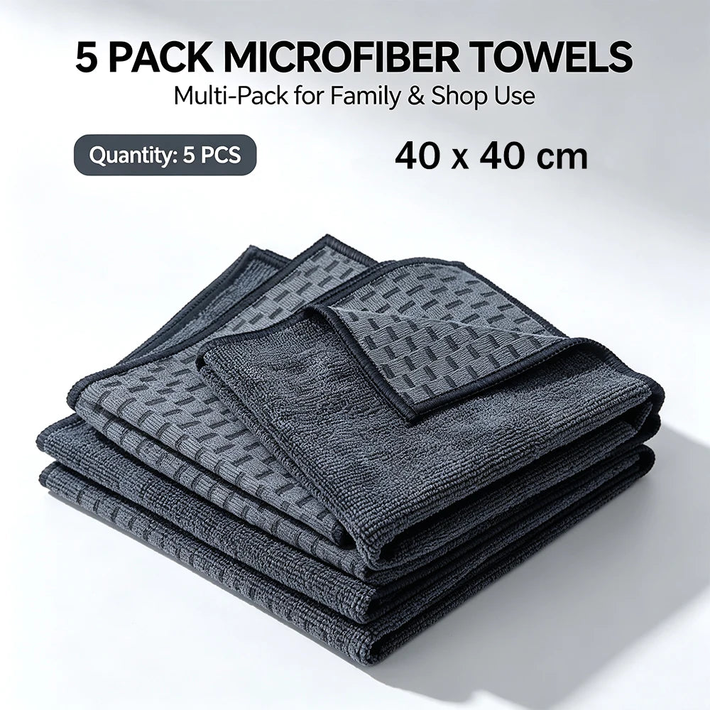 AUTOBRIGHT Dual-Sided Microfiber Car Towel Super Absorbent Double Texture For All Auto Detailing Home Office Cleaning