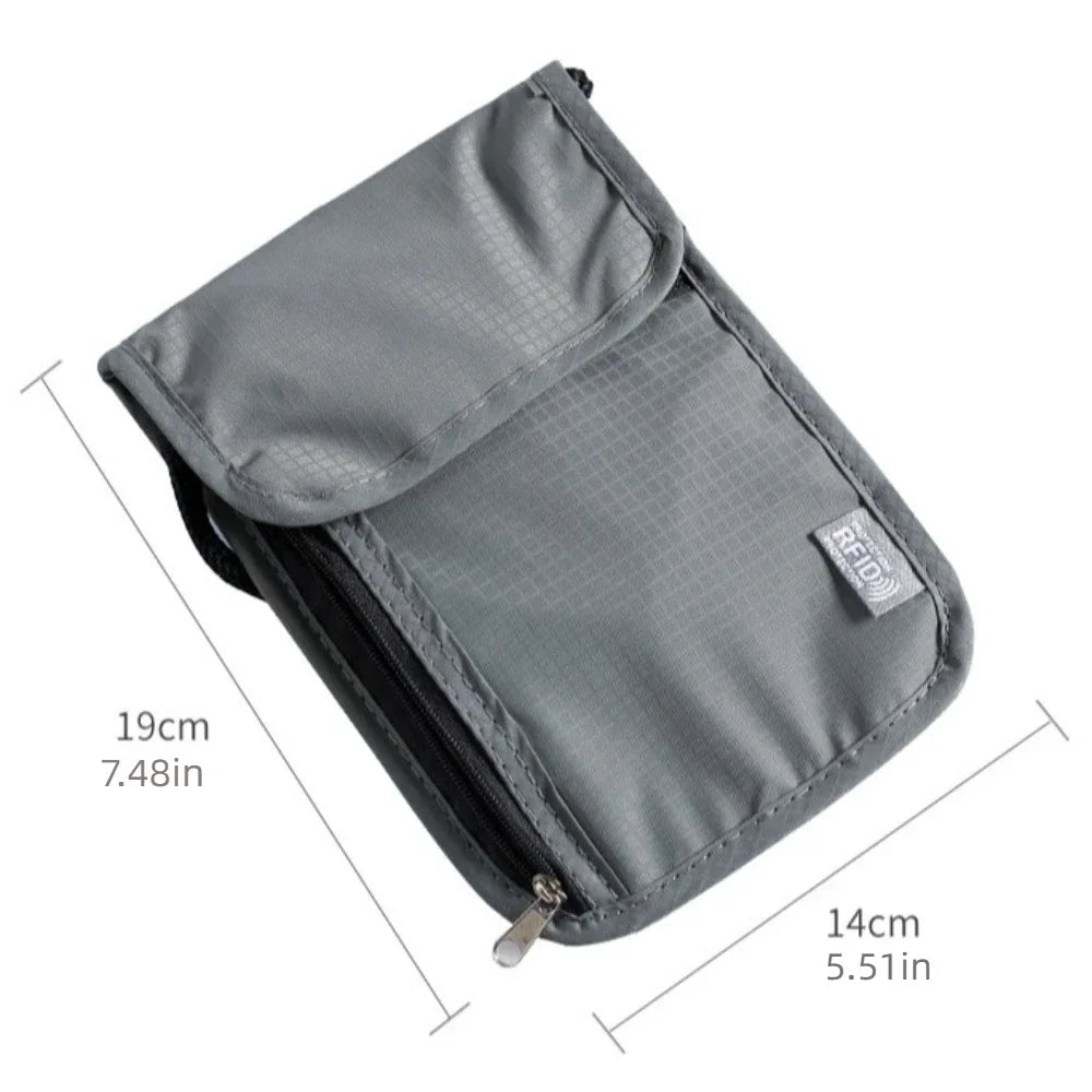 Anti-Theft RFID Passport Bag Rfid-Blocking Neck Hanging Neck Wallet Storage Organizer Multifunction Document Credit Case