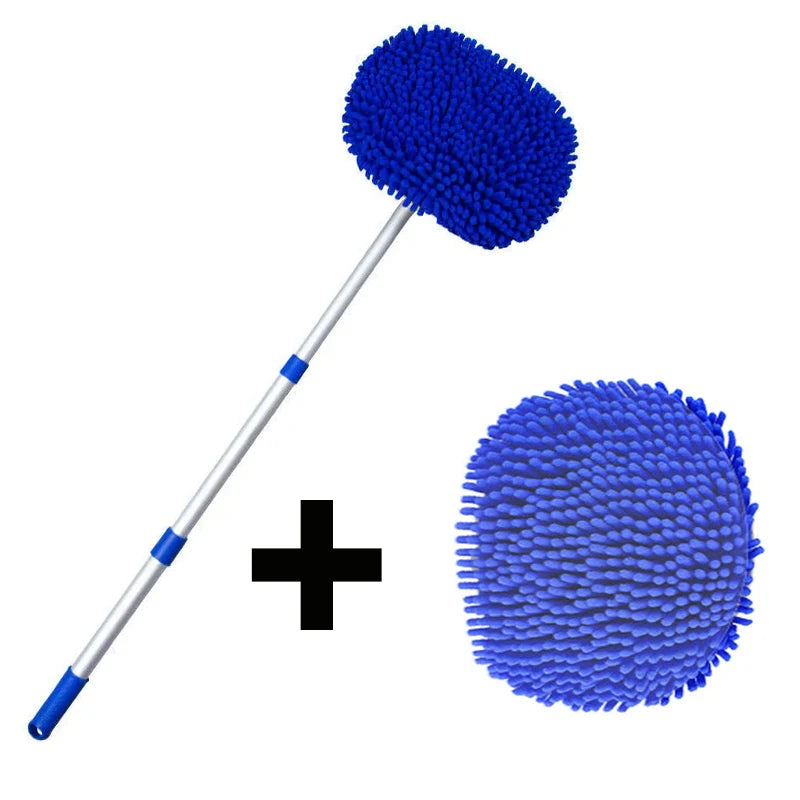 Telescopic Car Wash Mop Brush Long Handle 180° Rotatable Auto Chenille Microfiber Broom Car Roof Window Detailing Cleaning Tool