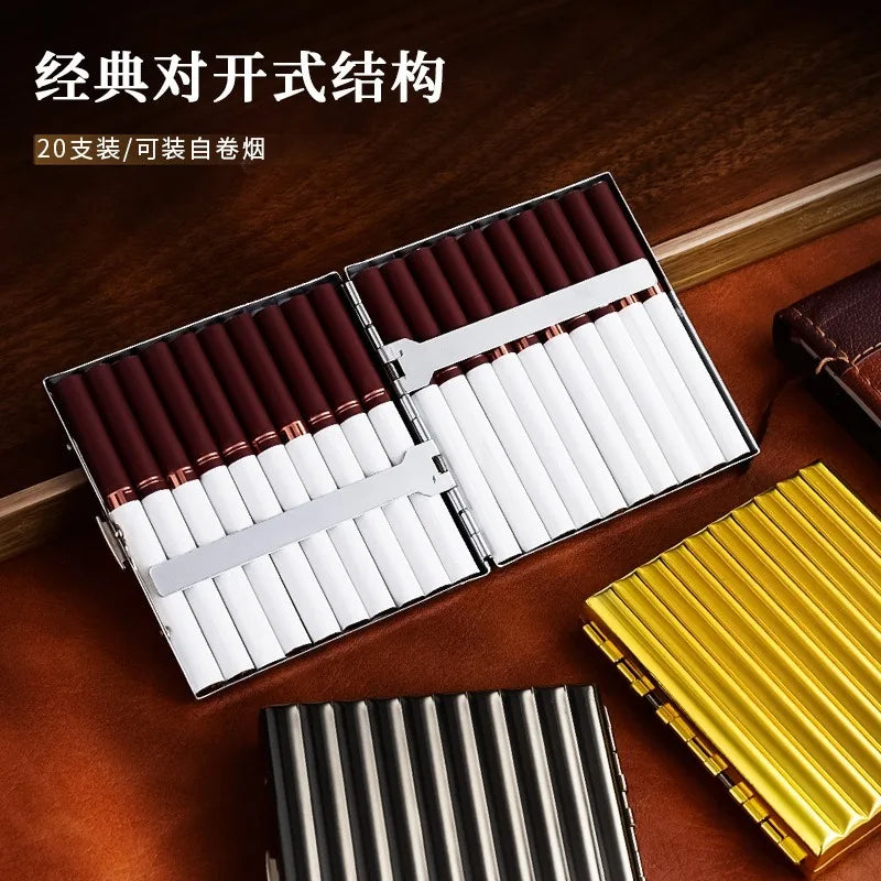 20 pack Large capacity Metal Cigarette case Personalized flip up Sealed Waterproof portable Cigarette Box Smoking Accessories