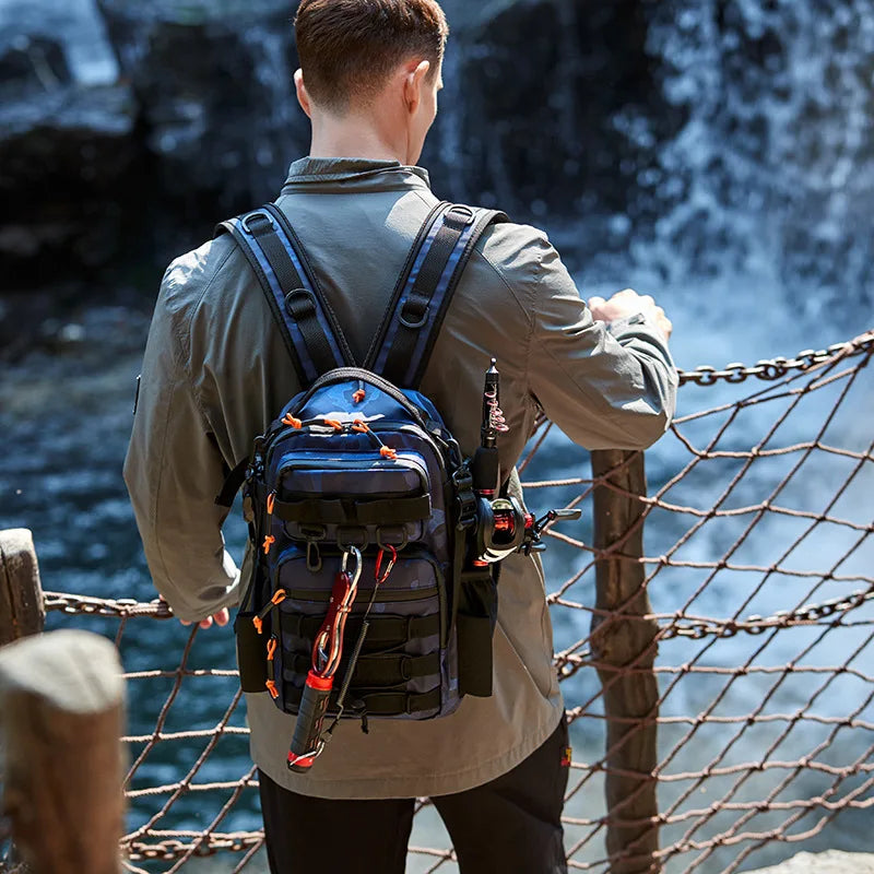 Fishing Lure Tactical Camping Backpack Outdoor Sports Bag Hiking Molle Tackle Bag with Rod Holder for Men Climbing Travel Bag