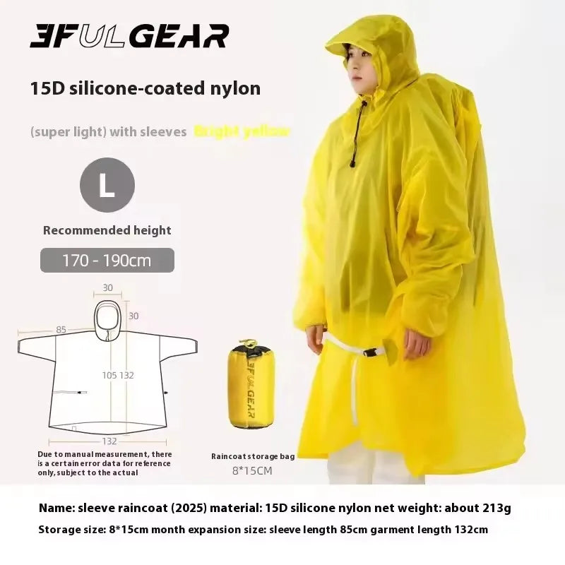 3F UL GEAR Ultralight Women's Men's Rain Coat Jacket Outdoor Camping Hiking Trekking 15D Nylon Waterproof Raincoat Lightweight