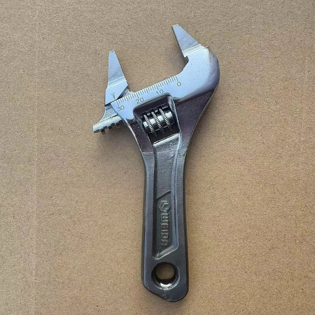Ultra-Thin Adjustable Wrench with Large Opening Short Handle Mini Monkey Spanner Laser Scale Rubber Coated Key for Bathroom Tool
