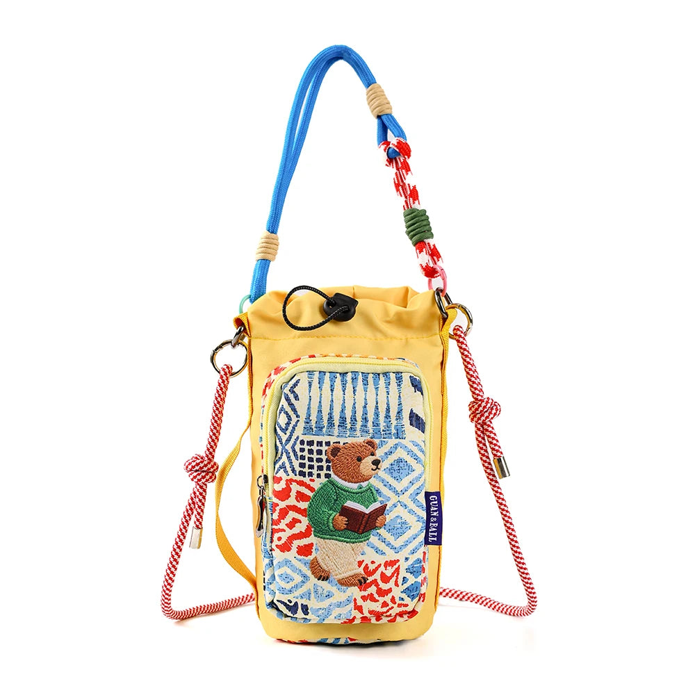 2026 New Illustrator-Designed Dopamine Lightweight Water Bottle Bag Crossbody Bag Outdoor Phone Casual Bag