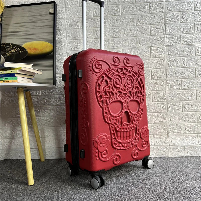 New 20'24'28'inch Skull High Quality Rolling Luggage Spinner Students Password Suitcase Carry on Trolley Suitcase Travel Bag