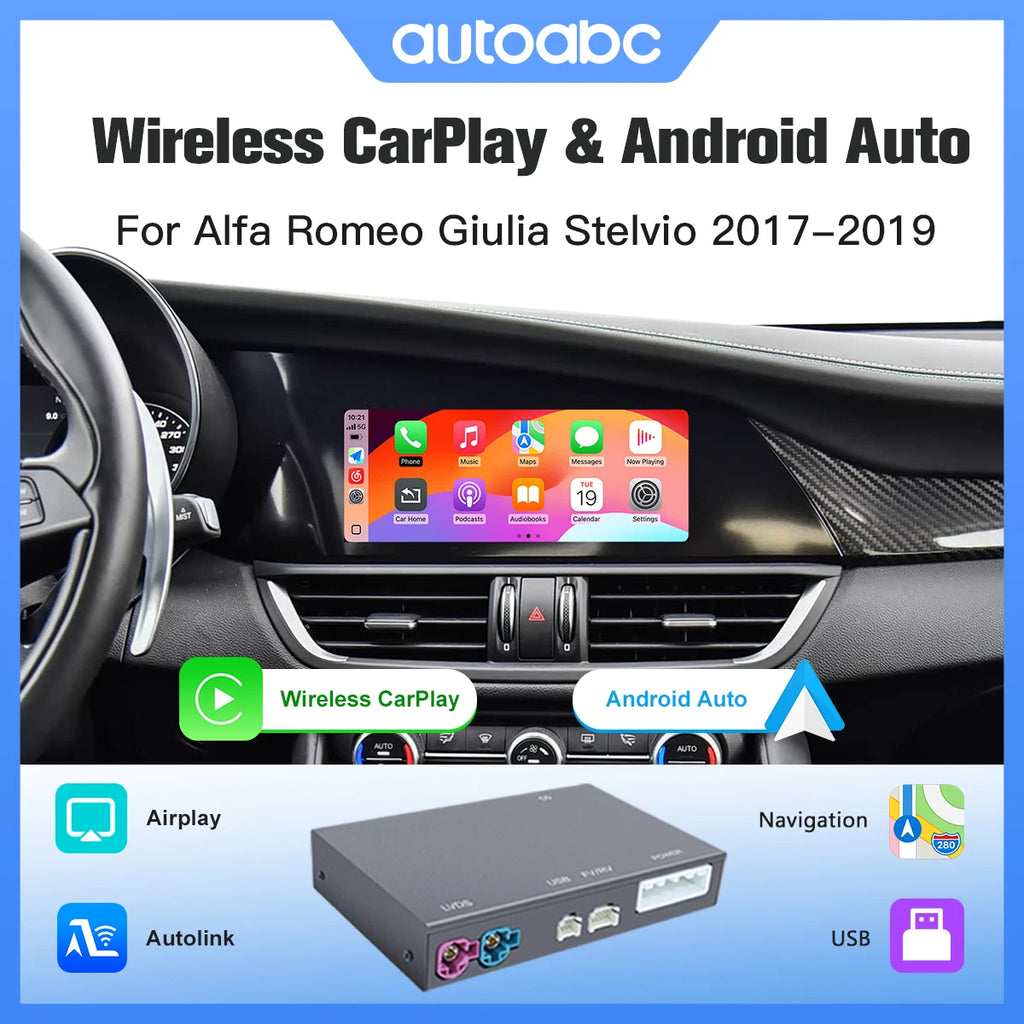 For Alfa Romeo Stelvio /Giulia 2017-2019 Wireless CarPlay Android Auto Compatible with Original Car Camera