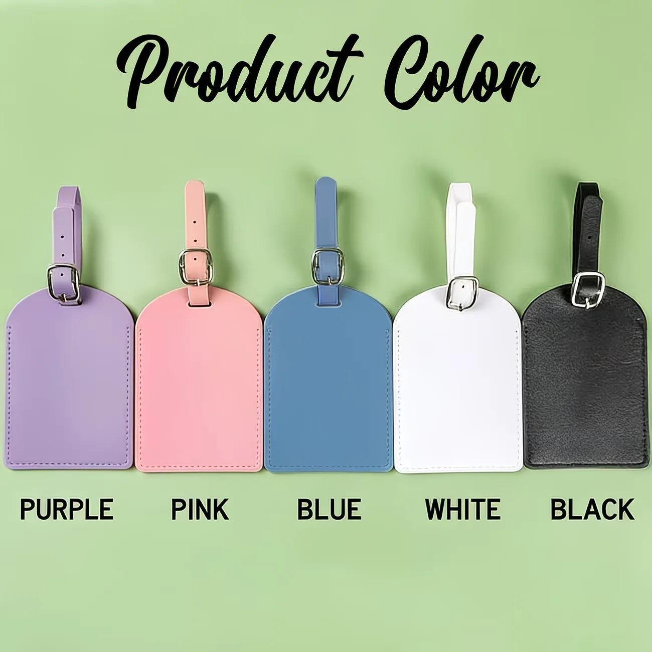 Personalized Faux Leather Luggage Tag with Name & Photo | Custom Travel ID Holder in 5 Colors, Durable PU Bag Tag for Suitcase