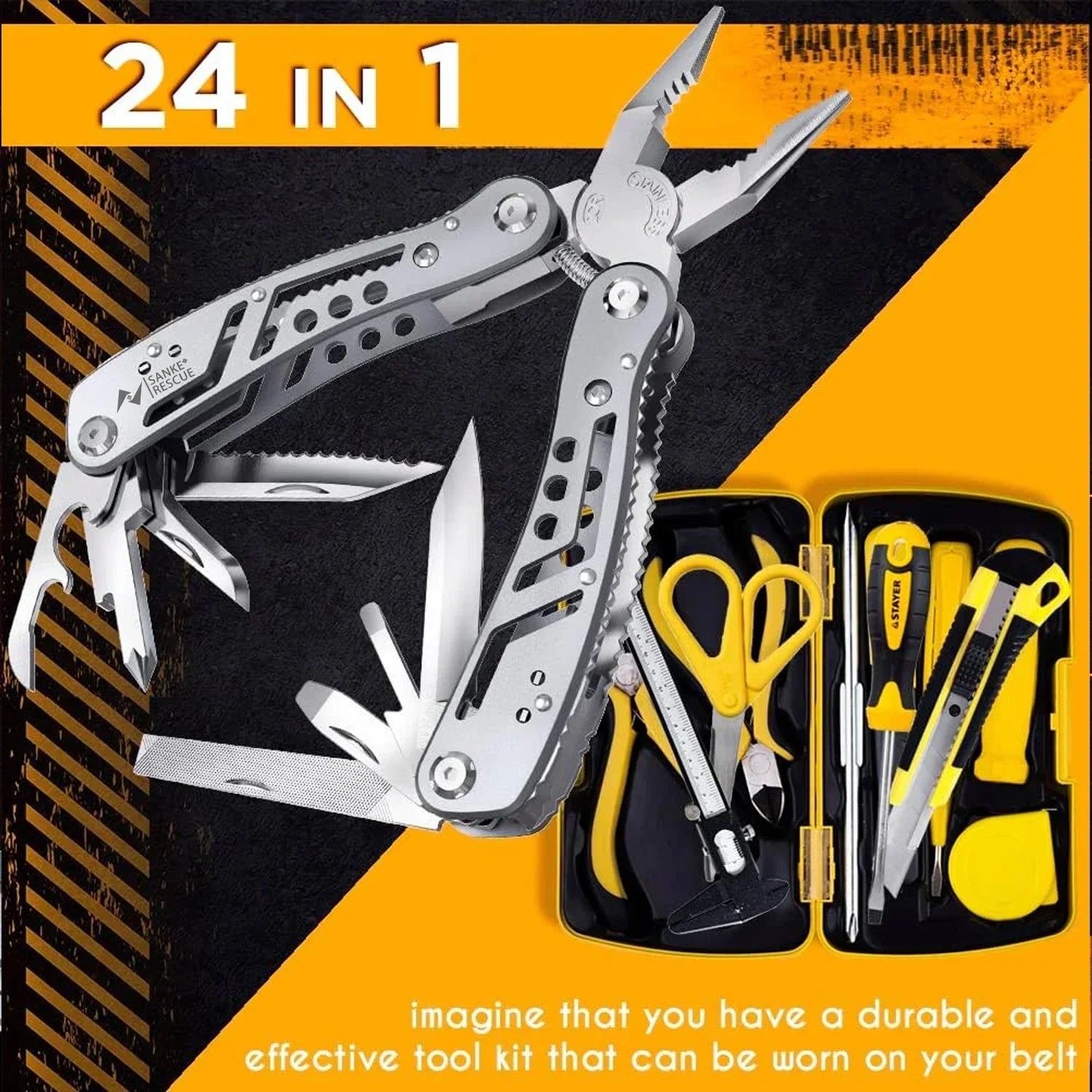 Multifunctional 24 in 1 Wire Cutters Universal Diagonal Pliers Anti Slip Durable Tool for Electrician Hardware Repair Jobs