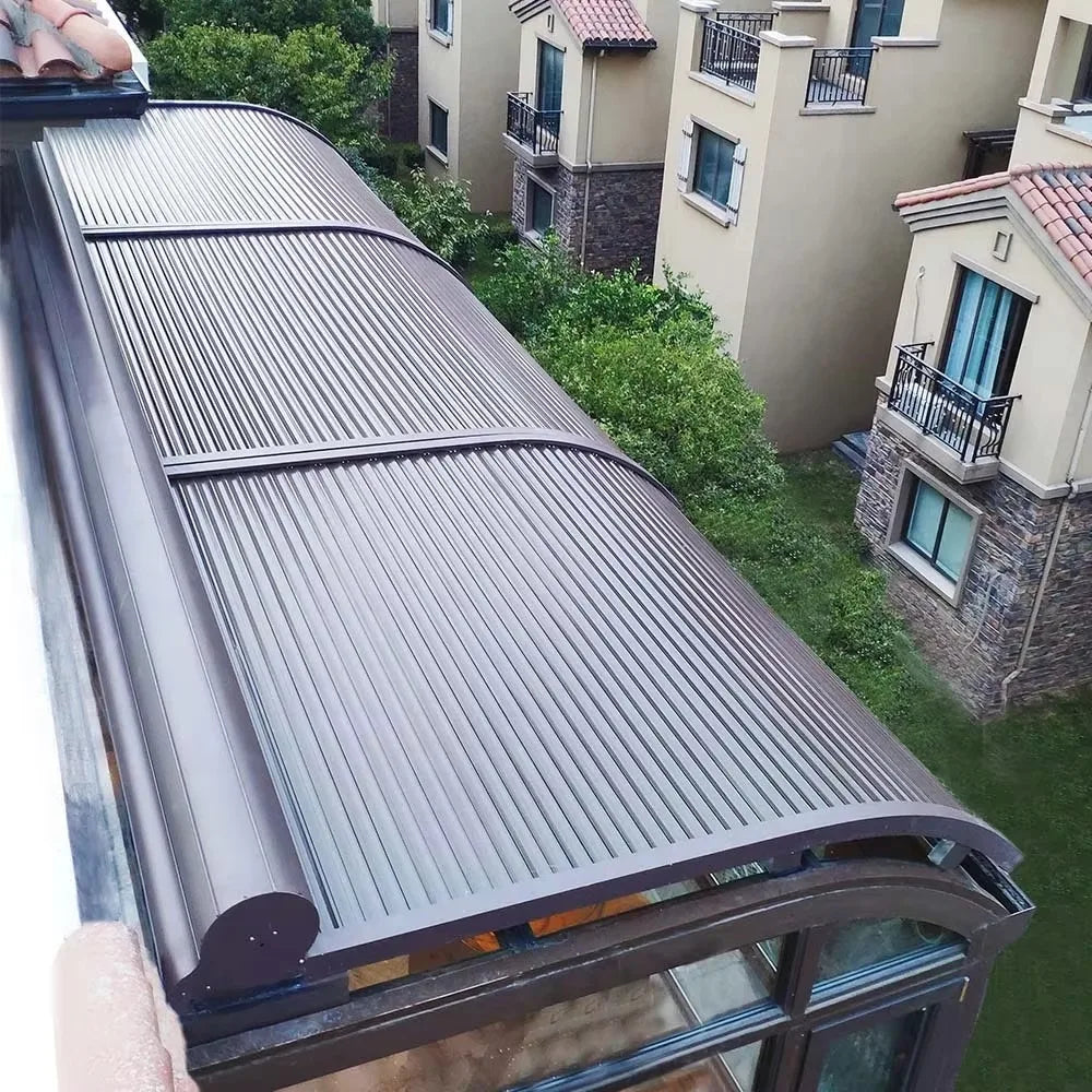 Electric Telescopic Aluminum Sky Awning Windproof Retractable Roof Shade For Cafe Restaurant Backyard Leisure Canopy