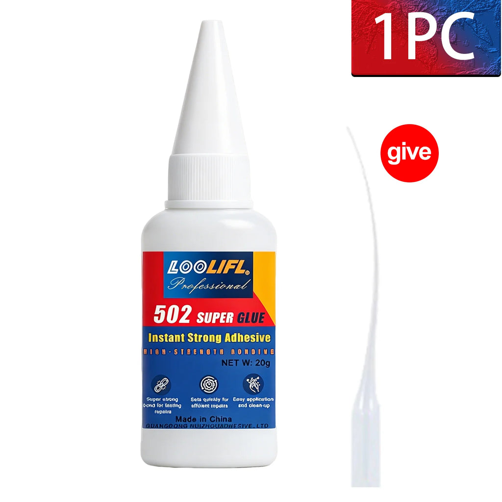 LOOLIFL 1-7pcs 502 Super Glue Quick-drying Cyanoacrylate Instant Adhesive for Glass Wood Metal Strong Bond Liquid Glue Tool 20G