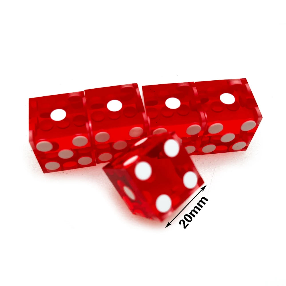 5pcs Precision Dice 19MM High-grade Acrylic TransparentSix Sided D6 Casino Sharp Straight Corners