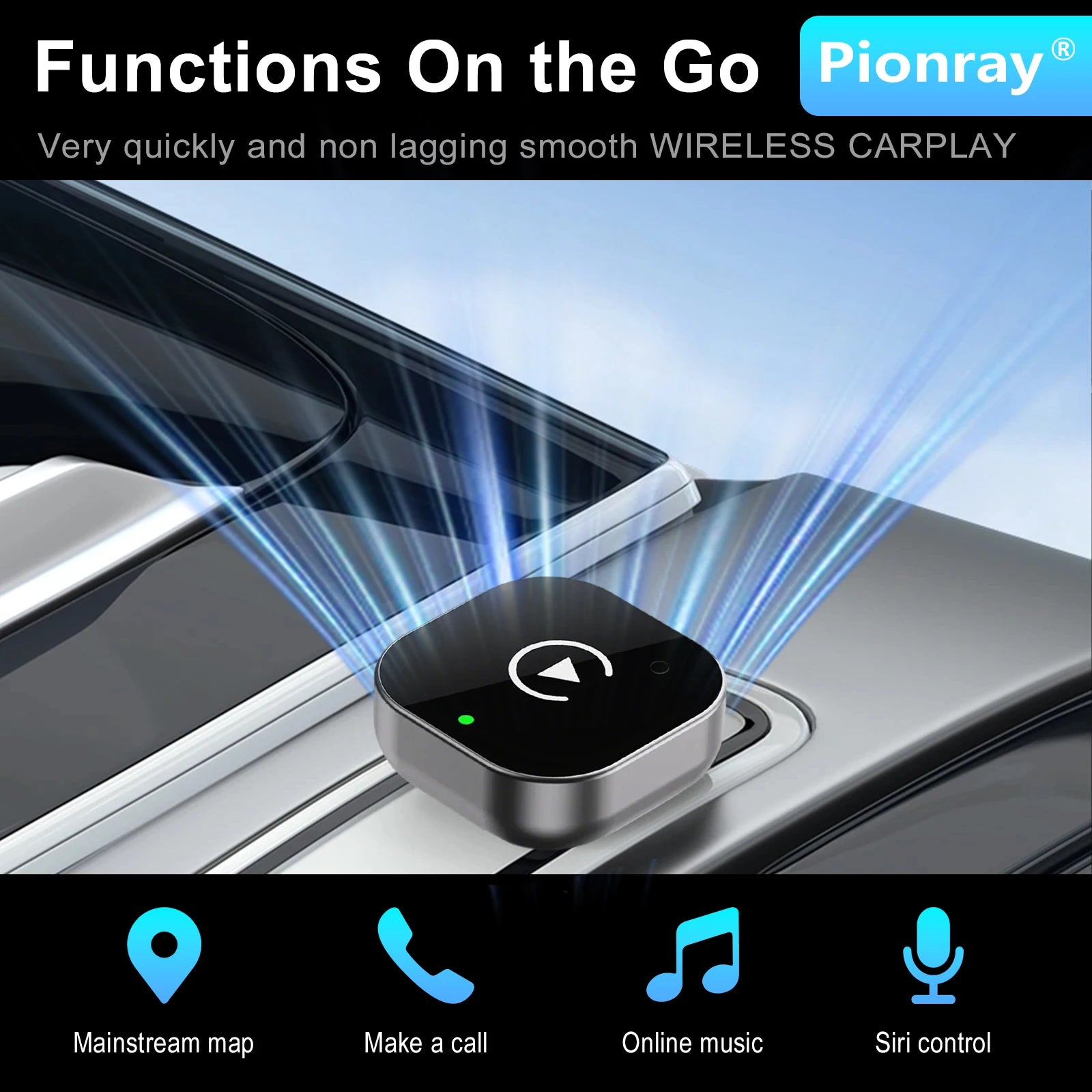 2026 Pionray 2-in-1 Wireless CarPlay Dongle & Wireless Android Auto Adapter - Instant Upgrade for Wired CarPlay