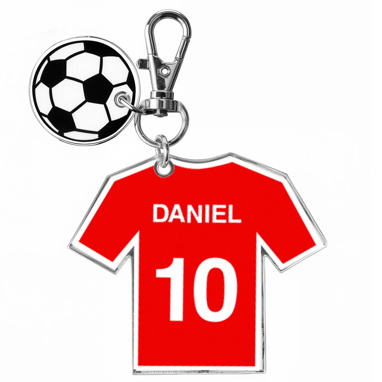 Custom Football Jersey Keychain Personalized Name Number 8 Colors Available Soccer Fan Gift