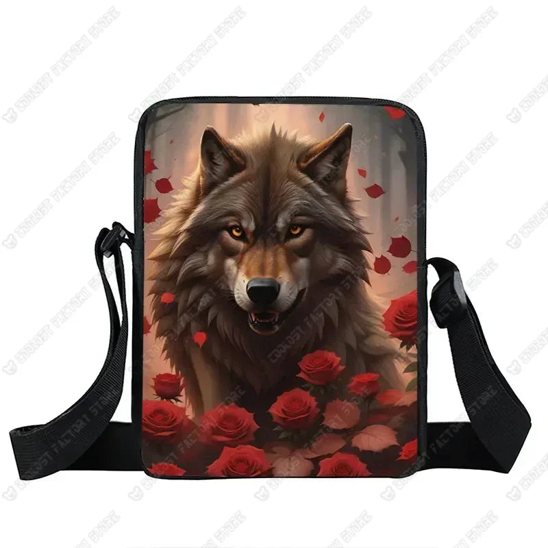 Howling Wolf Pattern Crossbody Bags Wolf Under The Moonlight Women Handbag Shoulder Bags Messenger Bag Key Phone Holder Book Bag