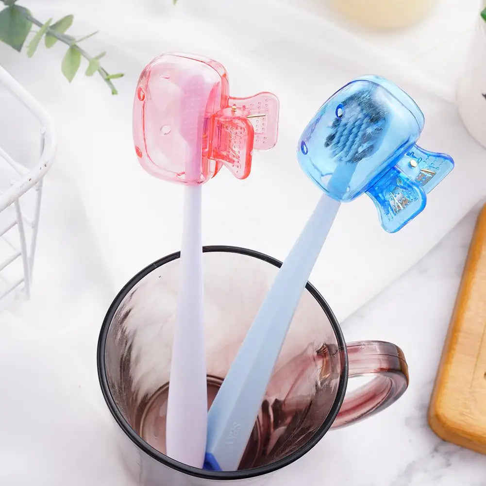 1pc Toothbrush Head Covers - Travel Protector Cap Case, Color Combo Clip for Household & Camping, Durable Plastic Portable