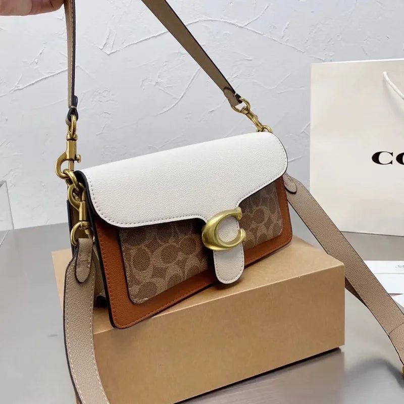 Luxury C Buckle Tabby Shoulder Bag Women Vintage Print Leather Underarm Bag 2 Removable Straps Crossbody Small Square Handbag La