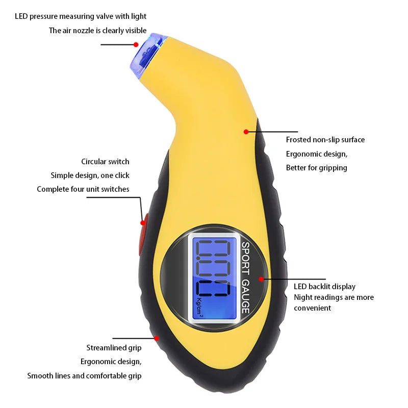 Auto Motorcycle Tyre Pressure Digital Meter Mini Diagnostic Tool Car Styling LCD Display Tire Pressure Gauge Detector For Car