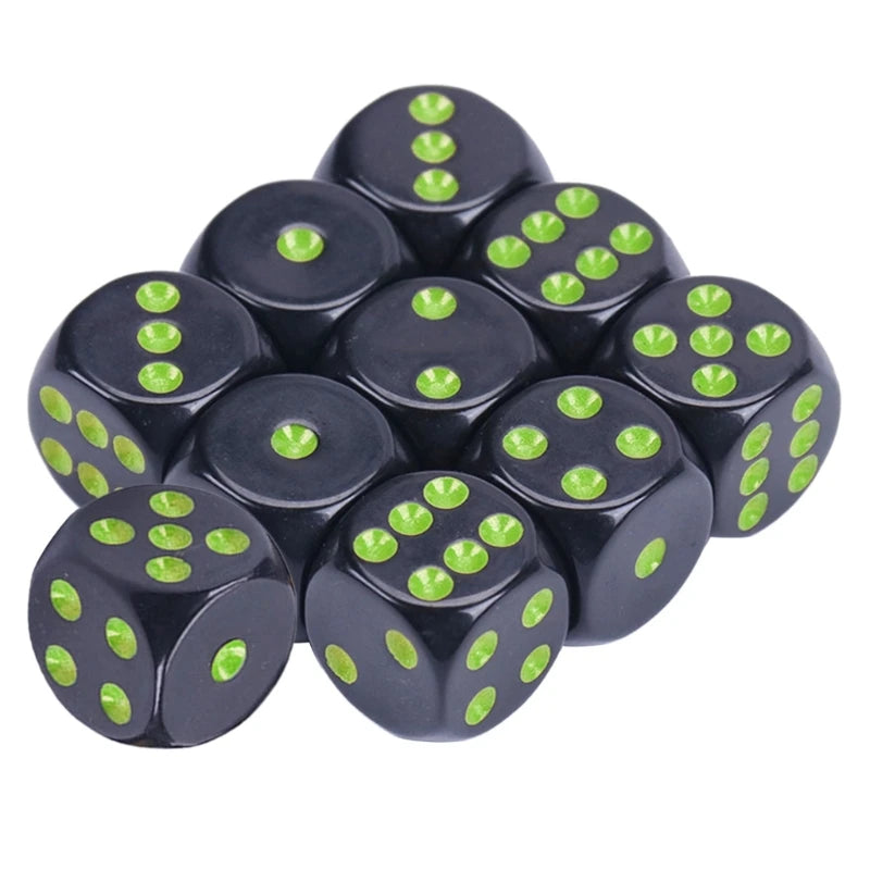 10Pcs 15mm Multicolor Acrylic Cube Dice Set Six Sides Portable Table Games Toy