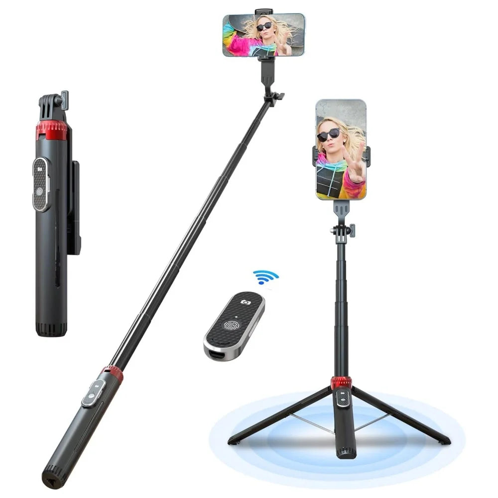 LISCN 160CM Phone Tripod & Selfie Stick Extendable Cell Phone Tripod Stand with Wireless Remote and Phone Holder
