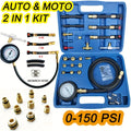 Fuel Pressure Tester Gauge Kit 150PSI Automotive Engine Injector Pump Test Motorcycle Gasoline Gas Injection Manometer Tool Set