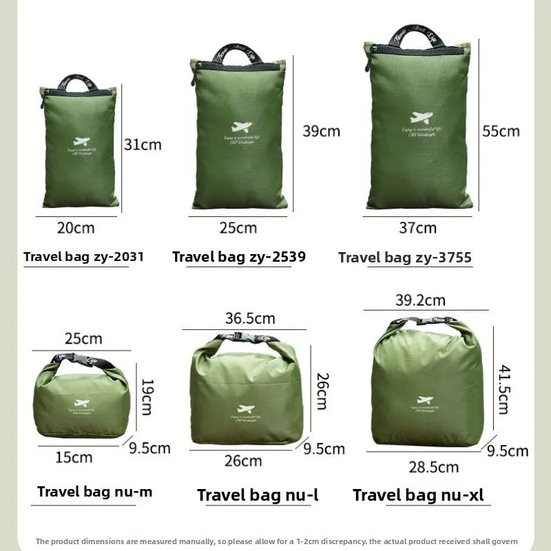 Roll Top Travel Storage Bags 420D Oxford Waterproof Stuff Sacks for Camping Hiking Gear Dirt Proof Packing Pouches Clear Green
