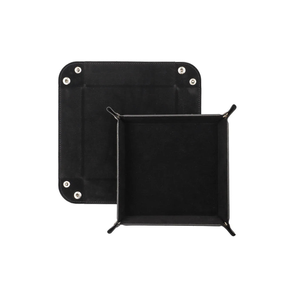 Foldable Dice Tray PU Leather Flannel Game Dice Plate Four Corners Folded Tray Home Desktop Decoration Box Coin Key Storage Tray