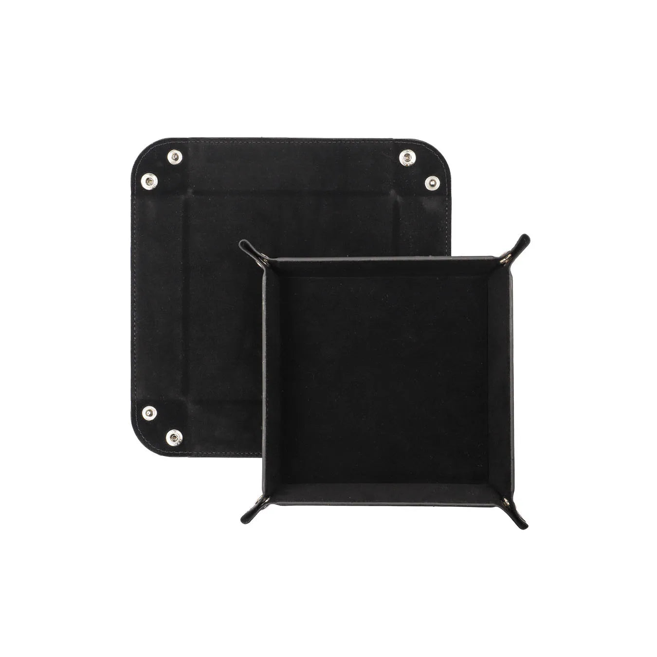 Foldable Dice Tray PU Leather Flannel Game Dice Plate Four Corners Folded Tray Home Desktop Decoration Box Coin Key Storage Tray
