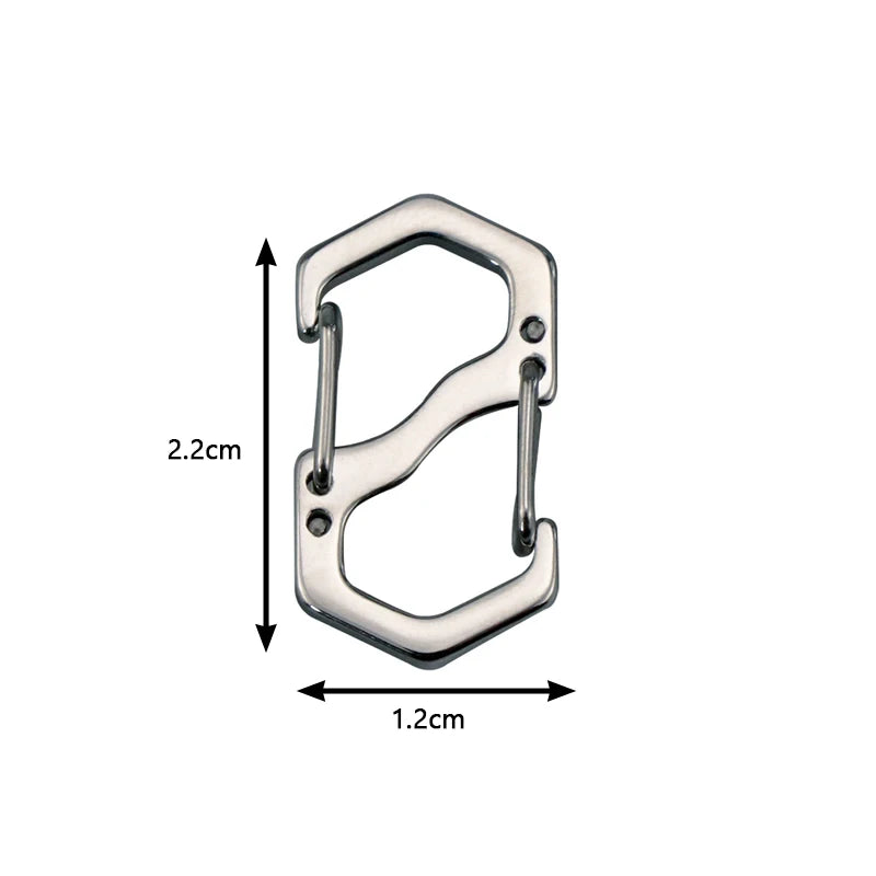 S Type Carabiner with Lock Anti-Theft Outdoor Camping Backpack Buckle Key-Lock Tool Metal Double Hooks Mini Keychain Lock Hook