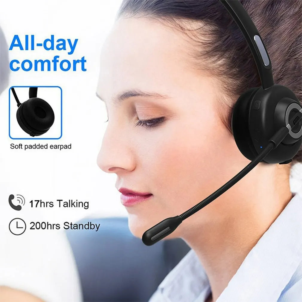 Hot Wireless Telephone Headset With Microphone Bluetooth Headphone for Office Call Center Handsfree Noise Reduction Earphones