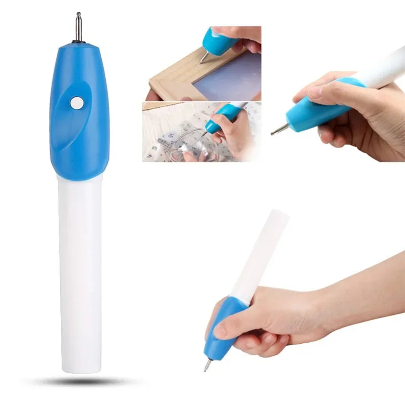 1PC Electric Lettering Pen, Cordless Handheld Carving DIY Automatic Engraving for Glass Metal Plastic Leather