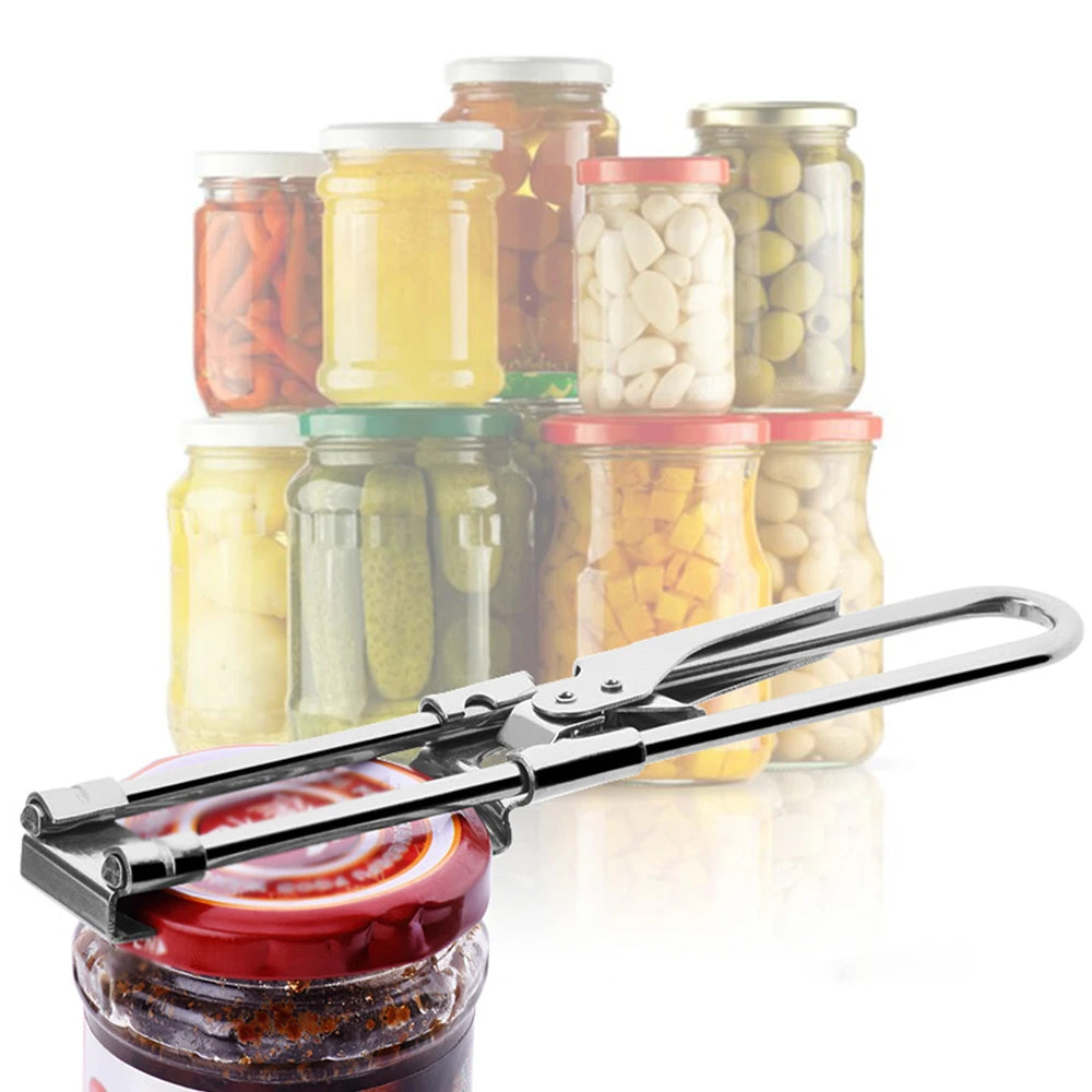 JJYY Adjustable Multi-Function Bottle Cap Opener Stainless Steel Lids Off Jar Opener Labor-Saving Screw Can Opener For Kitchen
