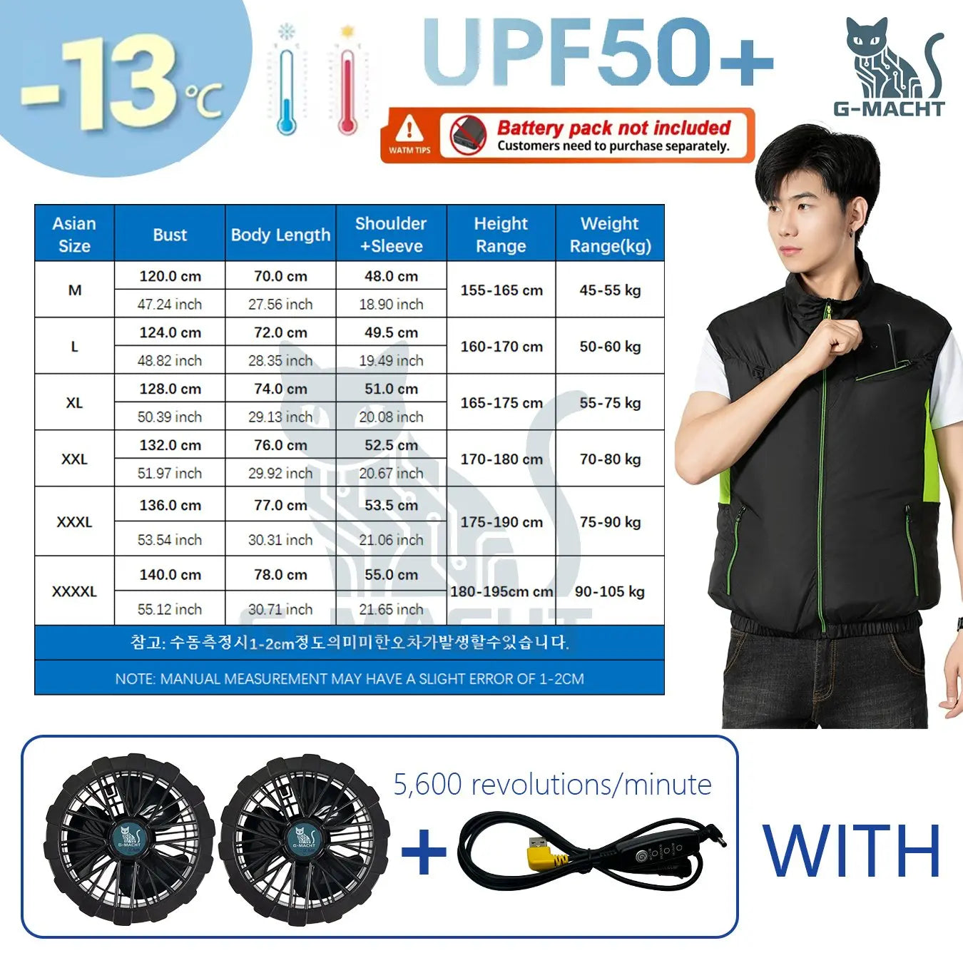 G-MACHT Summer Breathable Wearable Cooling 2-3-4Fans Vest Ice Cooling Air Conditioner Clothes For Outdoor Fishing Heat Resistant