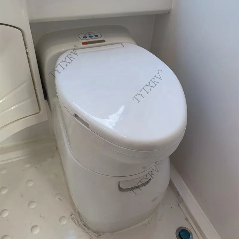 TYTXRV 12V 22L RV Swivel Toilet with Hatch & Retractable Water Tank Portable Electric Cassette Toilet for Camping Boating Marine