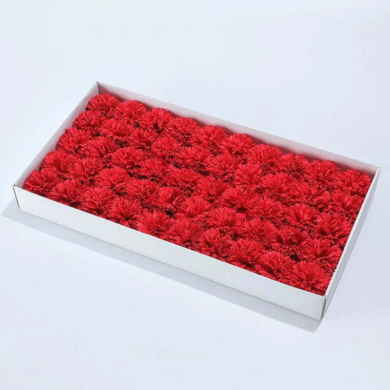 50Pcs Carnation Flowers Head for DIY Bouquet Craft-Long-Lasting Fragrant  Artificial Blooms Valentine's/Mother's Day Home Decor