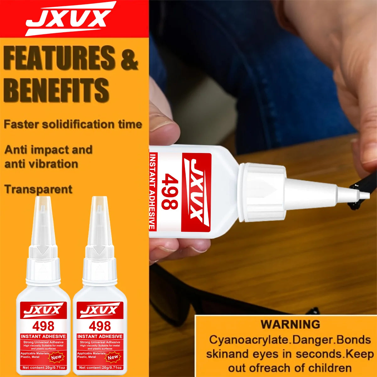 1/2/3/4pcs 498 Super Glue Gel,Strong Instant Adhesive,Transparent Epoxy Resin Glue Adhesive,10s Quick Fix Adhesive for Plastic/Metal/Wood/Ceramic/Glass,New Formula, Anti-Aging