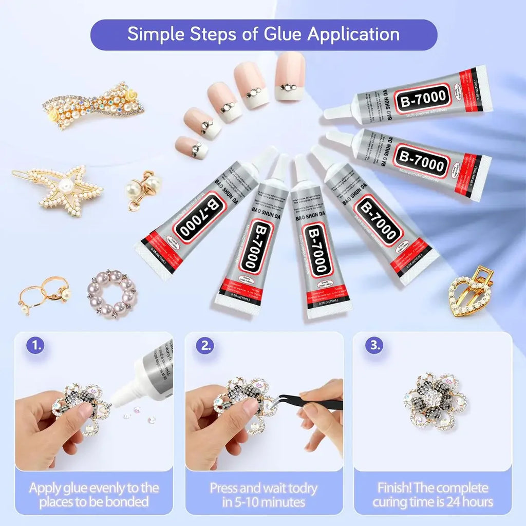 1/2/3Pcs B7000 Transparent Epoxy Glue, Contact Phone Repair Adhesive Glass Plastic Universal DIY Glue , with Precision Tip,Multi