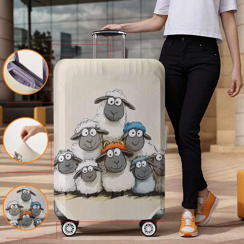 Lamb pattern luggage protection cover, suitable for 18-32 inch luggage covers, luggage handle gloves, travel accessories