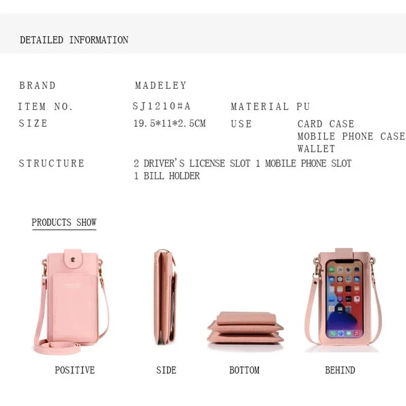Multi-functional Cell Phone Touch Screen Clutch Bag Women's Wallet Large Capacity Travel Card Holder Passport Holder