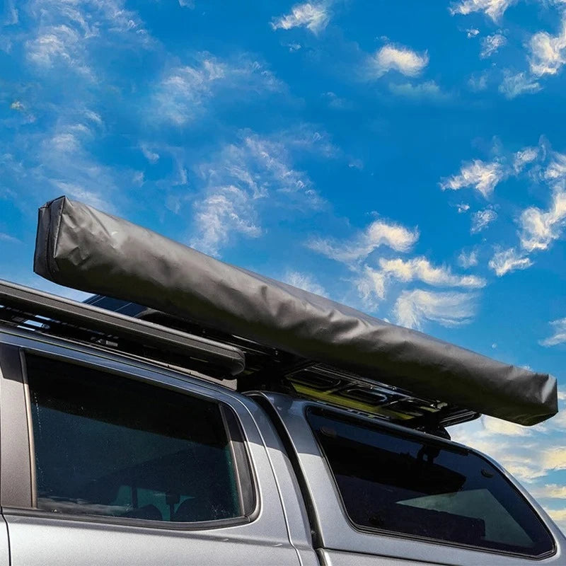 Canvas Car Awning Waterproof Heavy Duty 4x4 Camping SUV Trailer Side Aluminum Pole Sun Shelter for Overland Travel